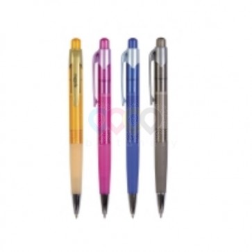 Guľôčkové pero Spoko, klikacie, 4 farby tela pera, náplň modrá, balenie 12 ks