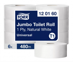 Tork Jumbo toaletný papier v kotúči Universal – jednovrstvový, 6 ks