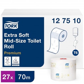 Tork extra jemný toaletný papier v kotúči Premium strednej veľkosti s 3 vrstvami, 27 ks